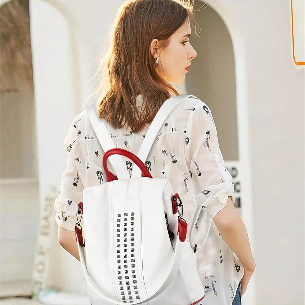 Sac à Dos D’ordinateur élégant En Cuir Végan Pour Femme – Image 17