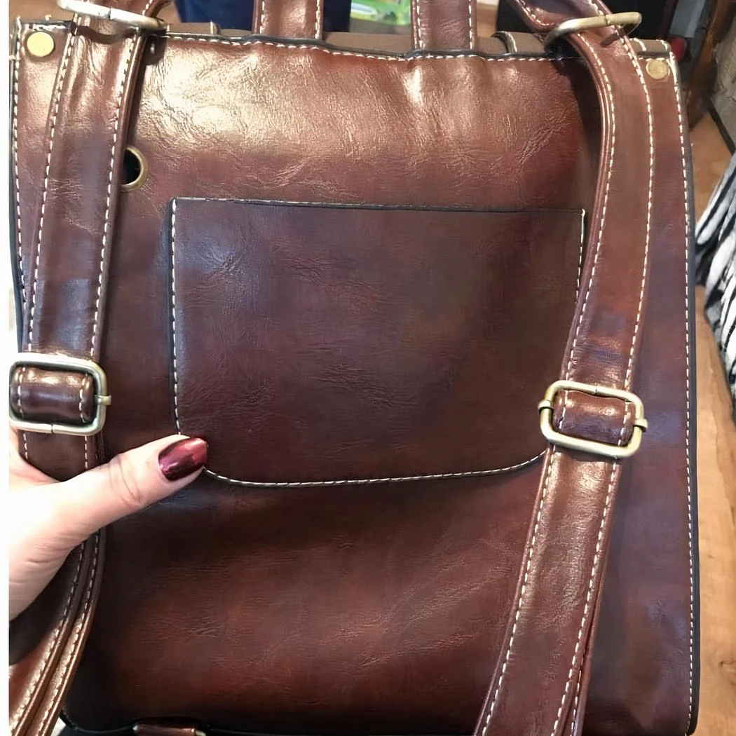 Sac à Dos Vintage Rectangulaire En Similicuir Pour Femme – Image 10