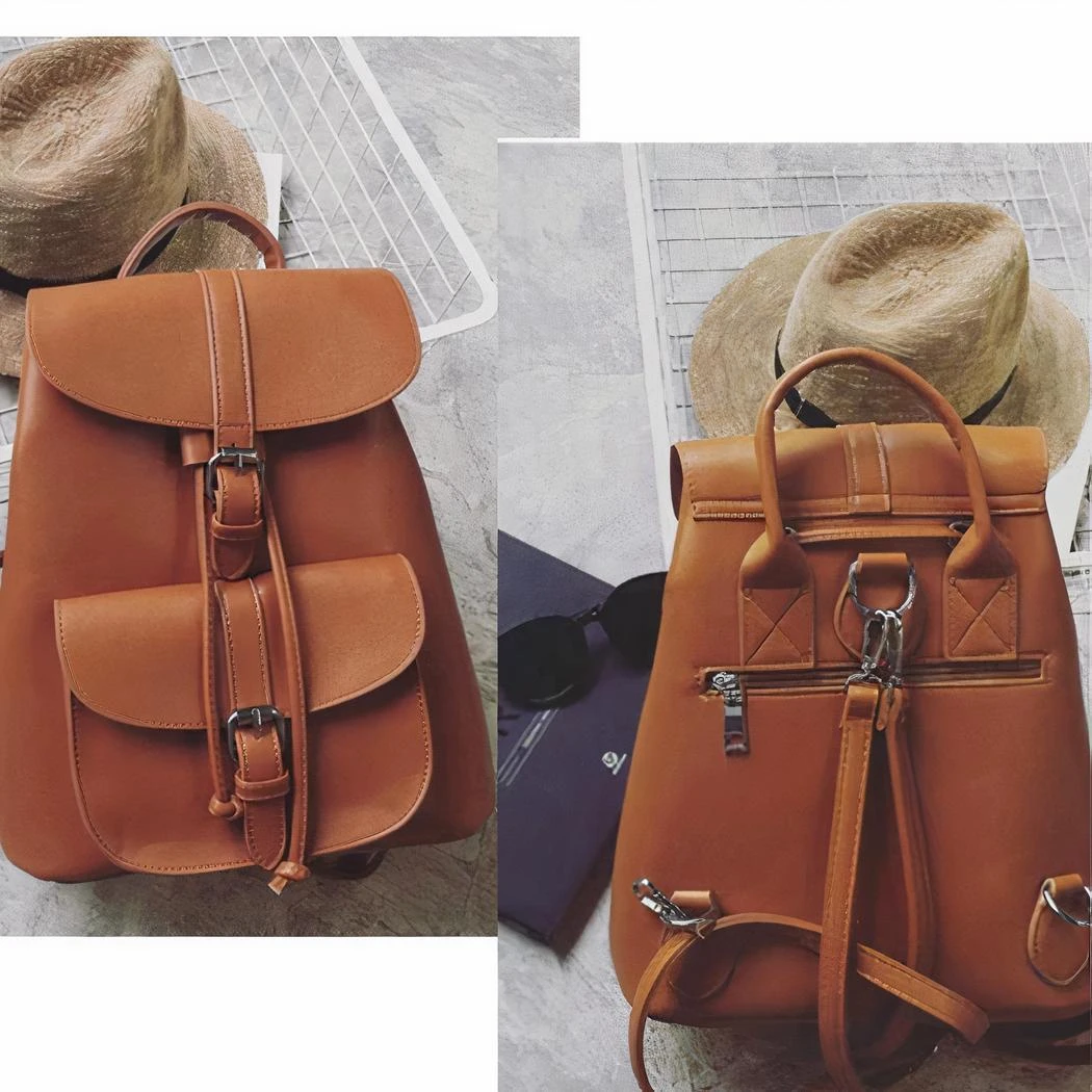 Sac à Dos Rétro En Cuir Synthétique Pour Femme – Image 9