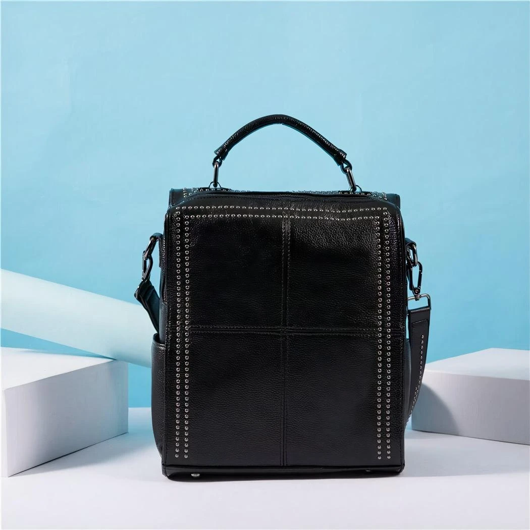 Sac à Dos Carré En Cuir De Vache – Image 8