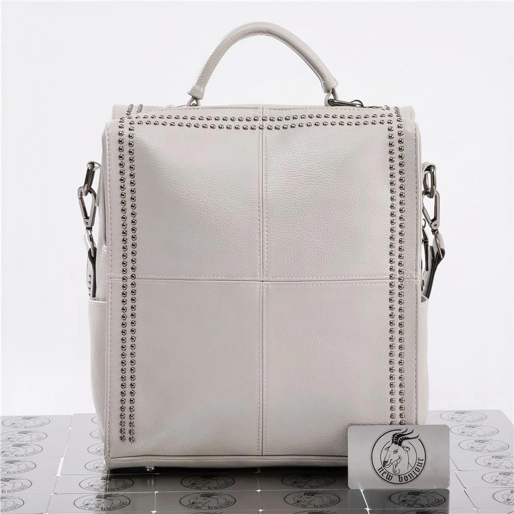 Sac à Dos Carré En Cuir De Vache – Image 9