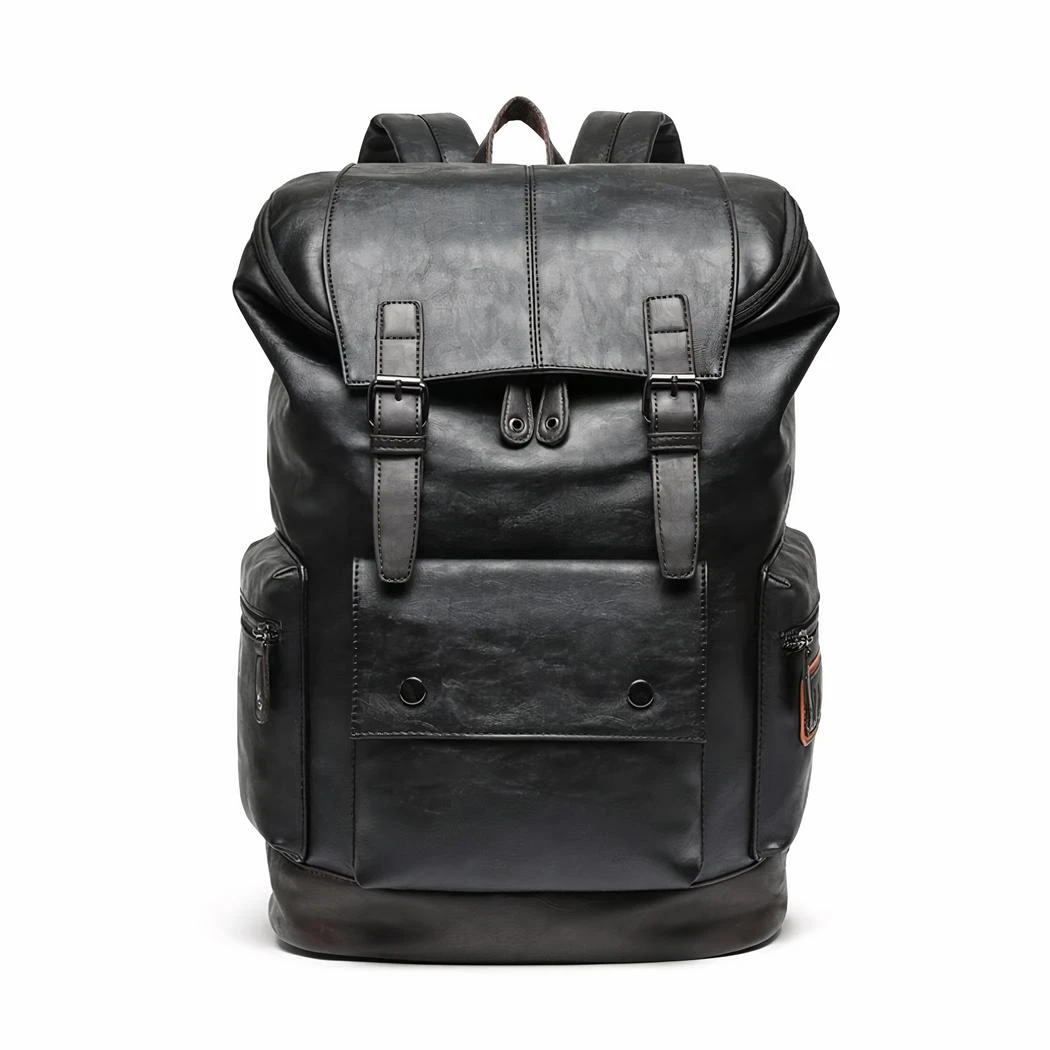 Sac à Dos Voyage Noir En Similicuir – Image 2