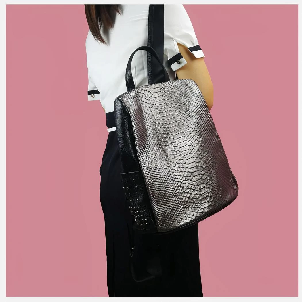 Sac à Dos élégant Motif Croco Pour Femme – Image 5