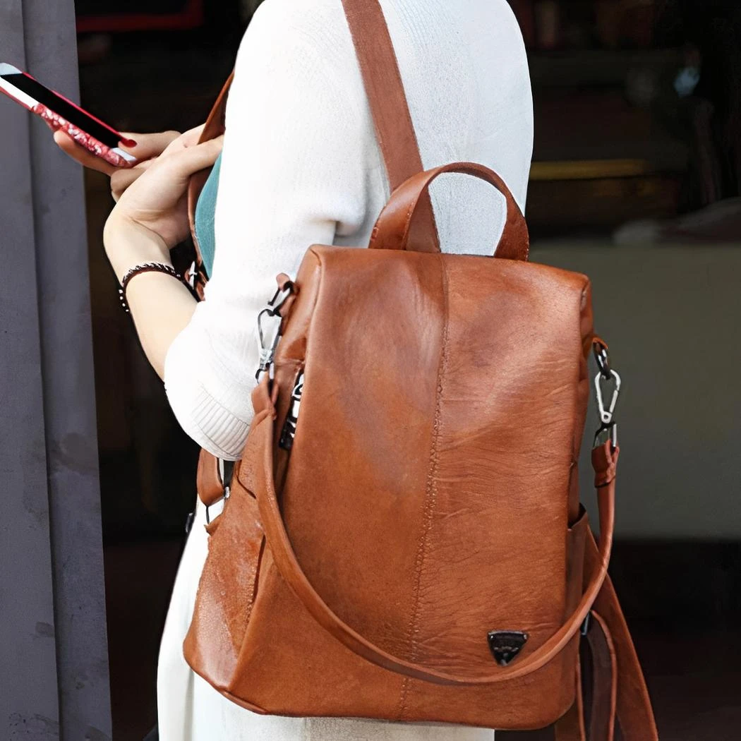 Sac à Dos Original En Cuir Véritable Pour Femme – Image 19