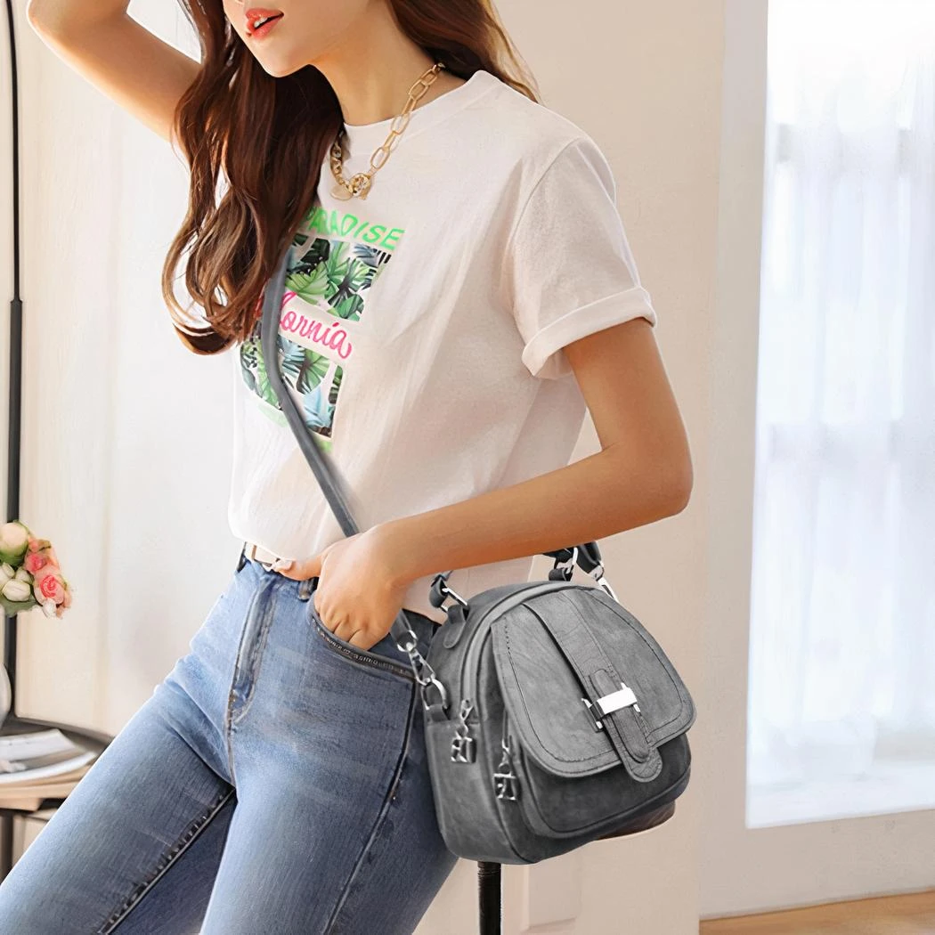 Mini Sac à Dos En Cuir Multipoche Pour Femme – Image 11