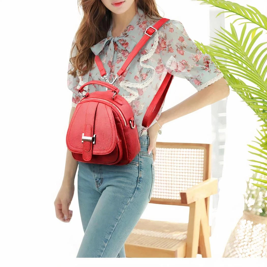 Mini Sac à Dos En Cuir Multipoche Pour Femme – Image 16