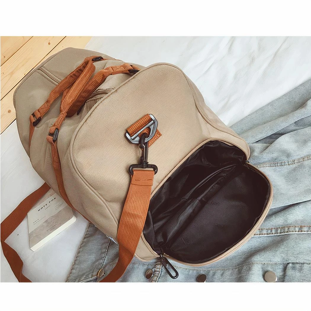 Sac De Voyage Grande Capacité Avec Bandoulière Marron – Image 6