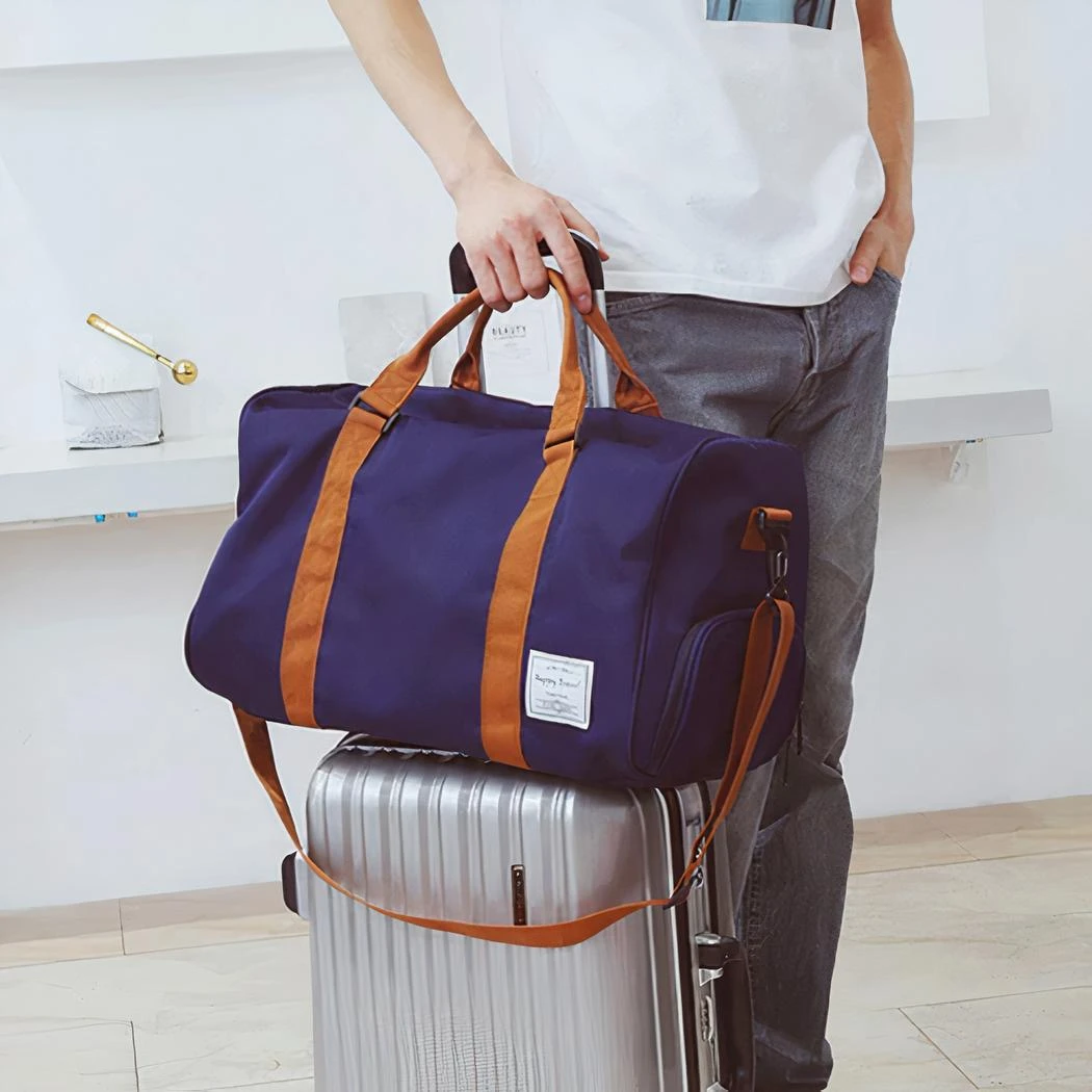 Sac De Voyage Grande Capacité Avec Bandoulière Marron – Image 19