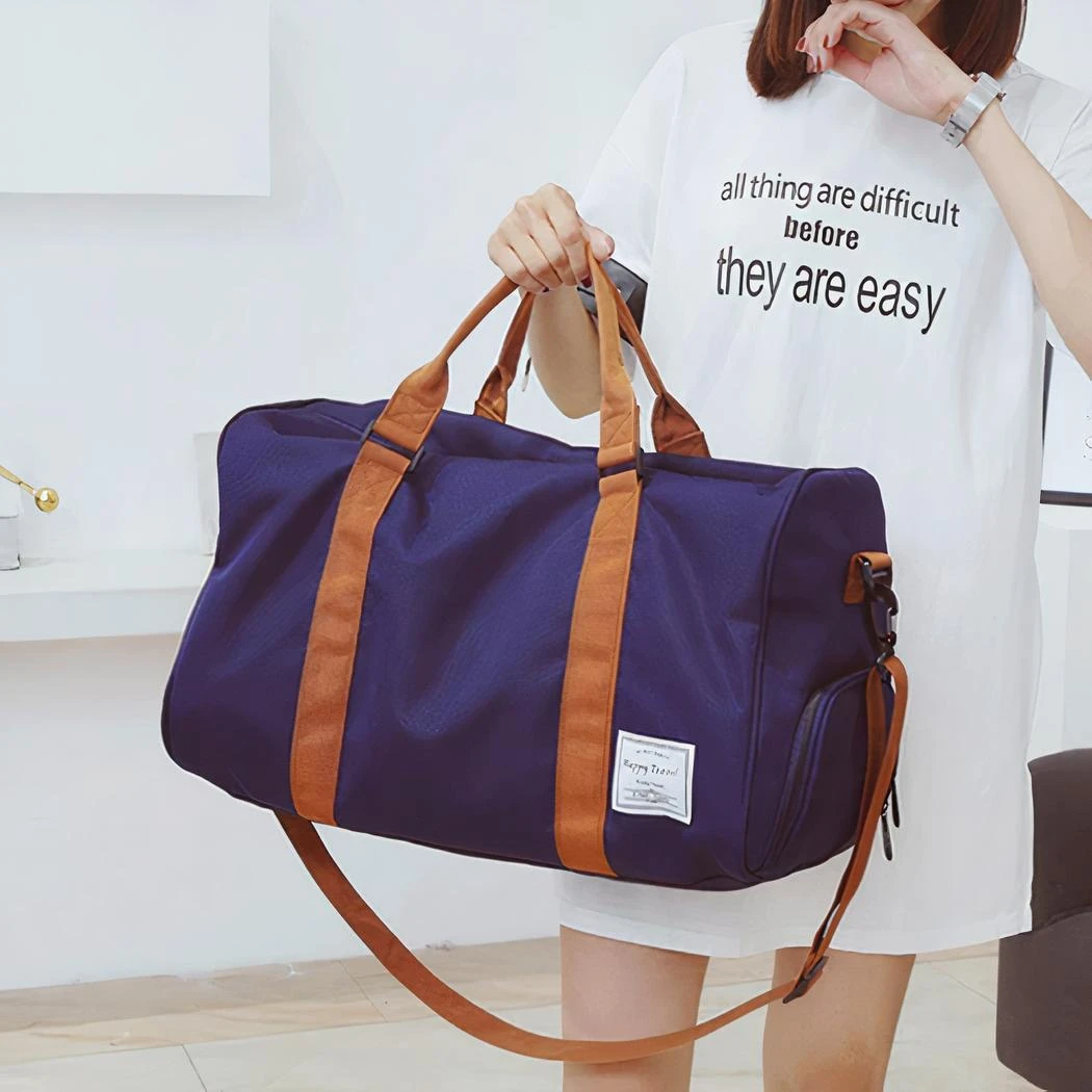 Sac De Voyage Grande Capacité Avec Bandoulière Marron – Image 20