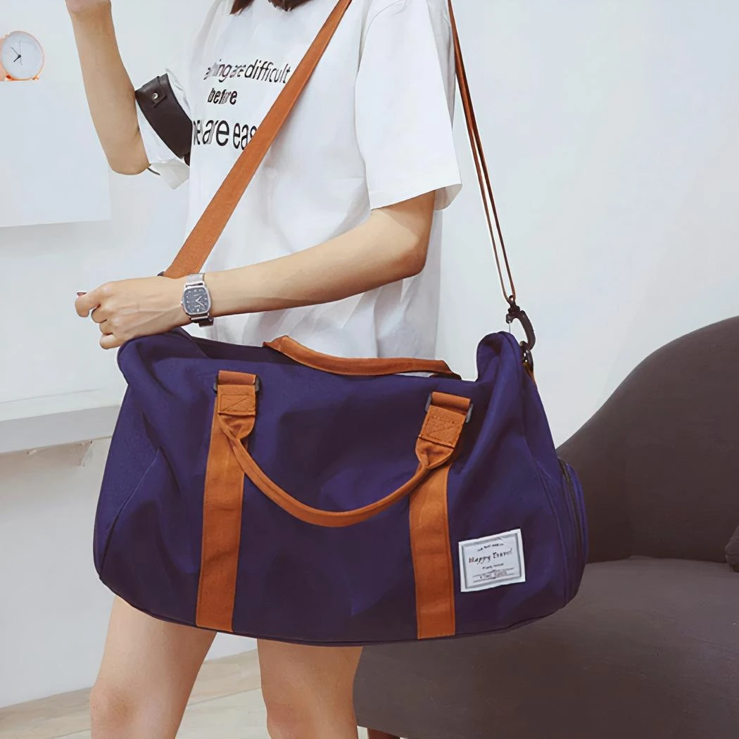 Sac De Voyage Grande Capacité Avec Bandoulière Marron – Image 17