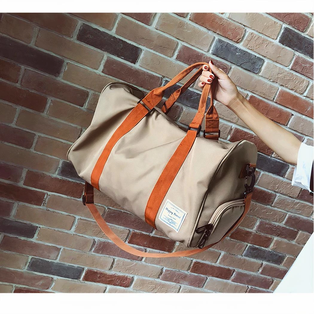 Sac De Voyage Grande Capacité Avec Bandoulière Marron – Image 7