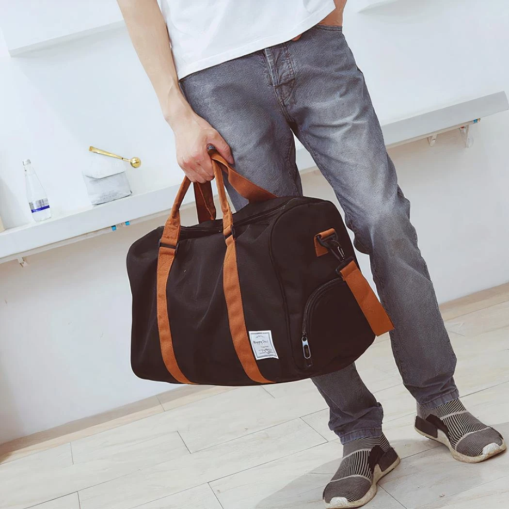 Sac De Voyage Grande Capacité Avec Bandoulière Marron – Image 16