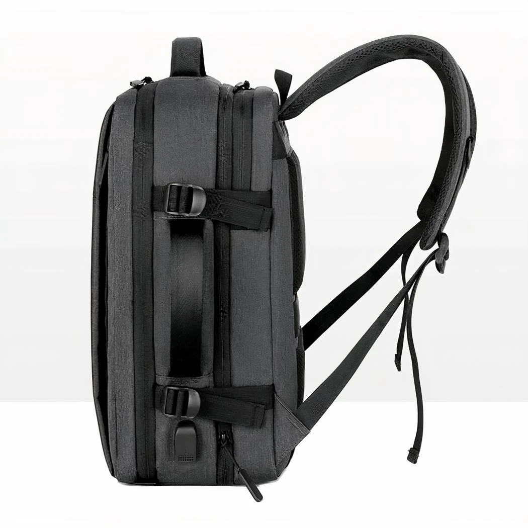 Sac à Dos Ergonomique De Voyage Uni Gris Foncé – Image 5