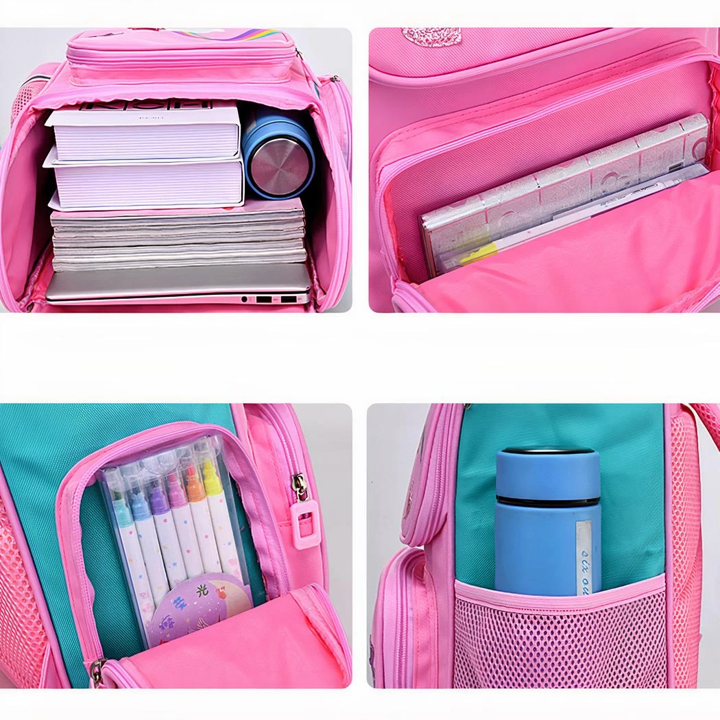 Cartable Licorne Arc-en-ciel Rose Pour Fille – Image 4