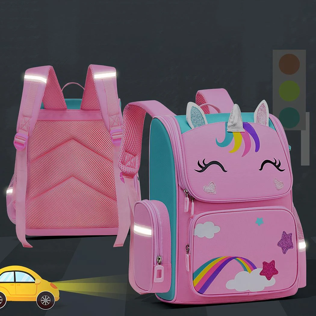 Cartable Licorne Arc-en-ciel Rose Pour Fille – Image 3