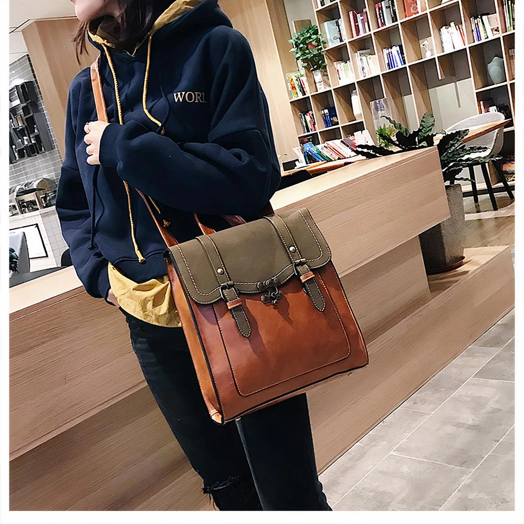 Sac à Dos Vintage Rectangulaire En Similicuir Pour Femme – Image 12