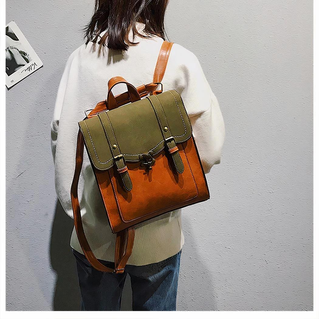 Sac à Dos Vintage Rectangulaire En Similicuir Pour Femme – Image 16