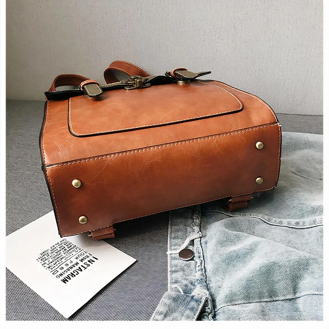 Sac à Dos Vintage Rectangulaire En Similicuir Pour Femme – Image 19