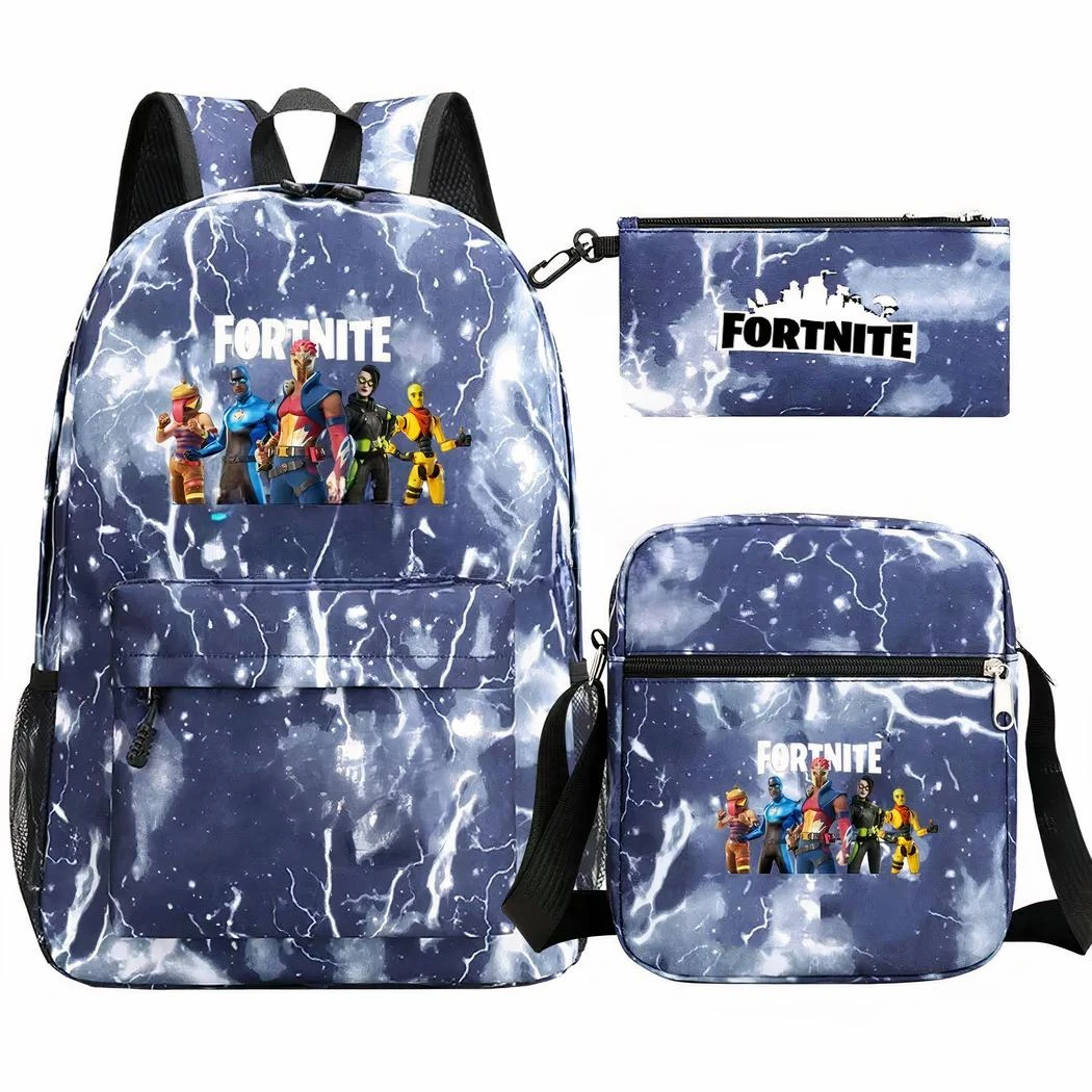 Sac à Dos Fortnite Bleu Avec éclairs Ensemble 3 Pièces – Image 4