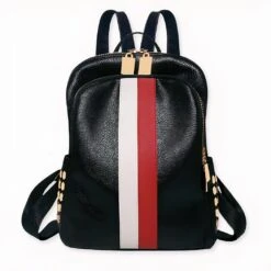 Sac à Dos En Cuir Synthétique Avec Deux Bandes Verticales