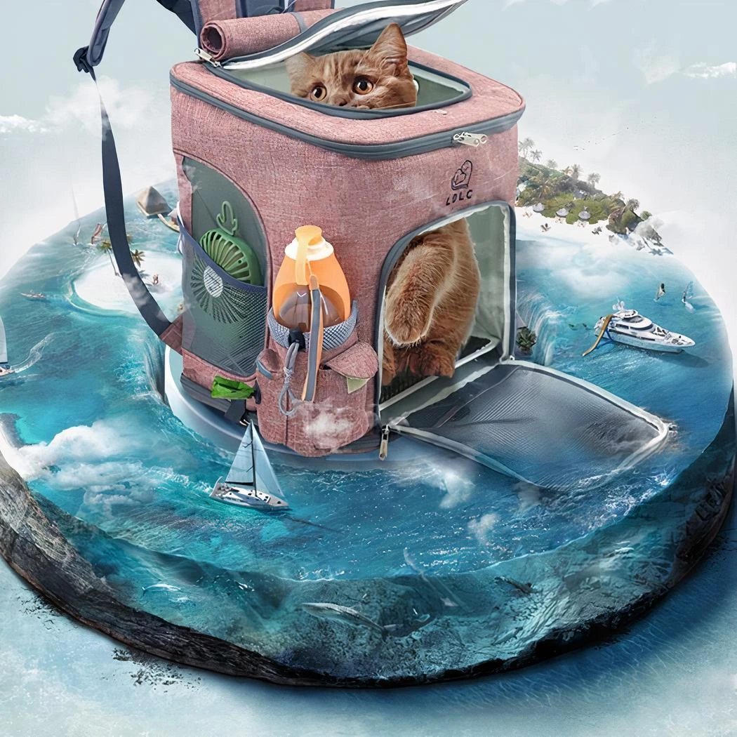 Sac à Dos Pour Chat En Tissu Avec Rangement – Image 6