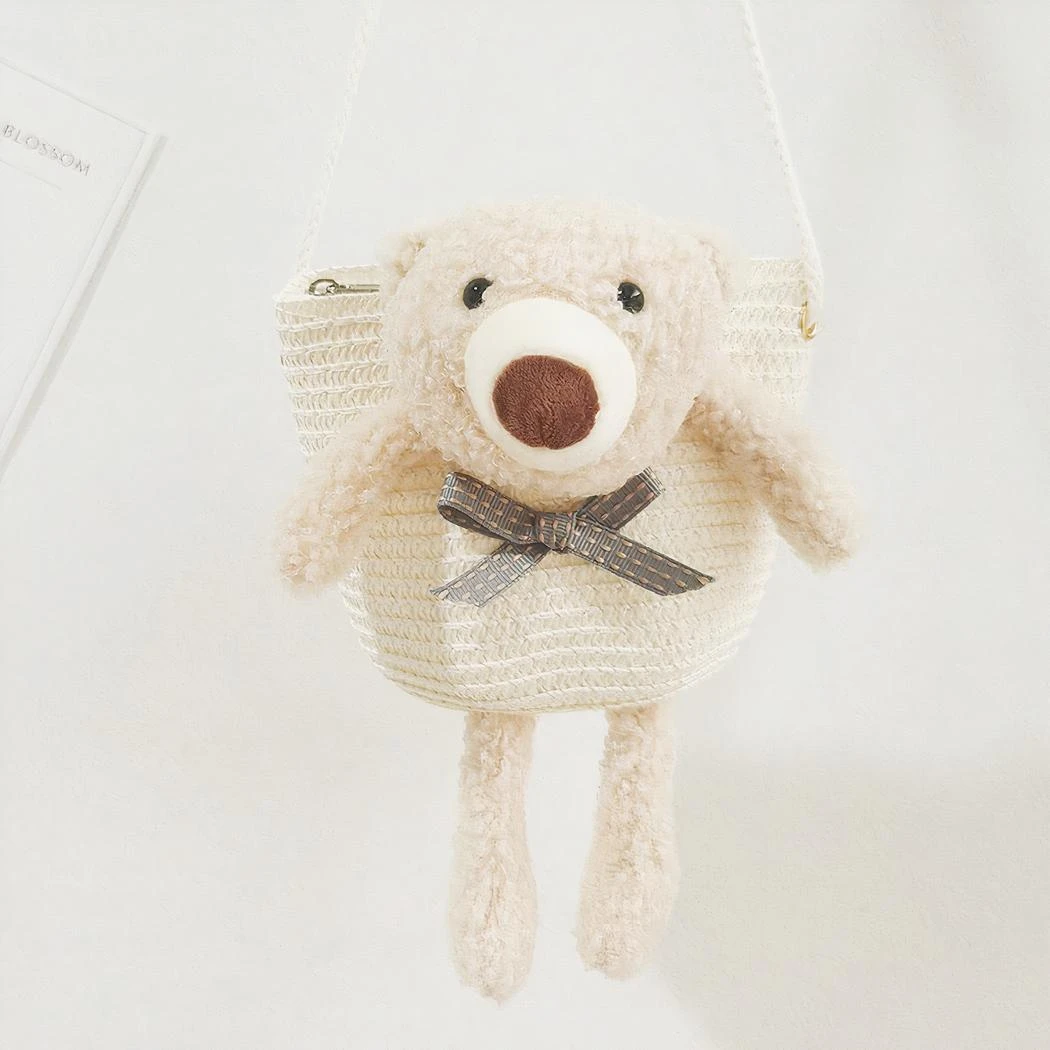 Sac à Bandoulière En Paille Colorée Avec Ourson – Image 5